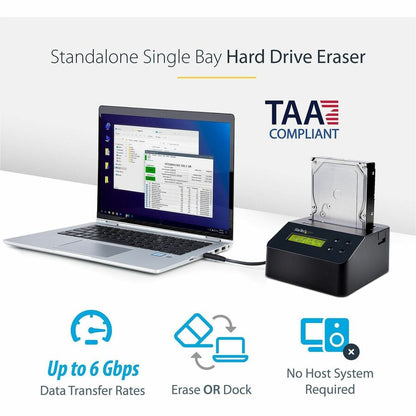 StarTech.com SDOCK1EU3P2 Hard Drive Eraser and Dock for 2.5"/3.5" SATA Drives with Secure Erase and USB 3.0 Support