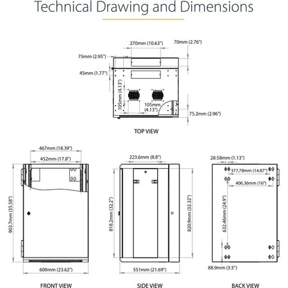 StarTech.com 18U Wall Mount Network Cabinet with Hinged Back Panel and Cooling Options
