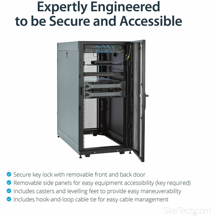 StarTech.com 25U Server Rack Cabinet - 37 Inch Deep Enclosure for IT and A/V Equipment