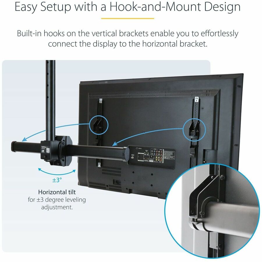 StarTech.com FPCEILPTBLP Ceiling TV Mount for 32-75 Inch Displays with Adjustable Height and Full Motion