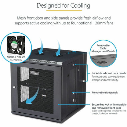 StarTech.com 12U Wall-Mount Server Rack Cabinet - 19.7 in Deep Hinged Enclosure