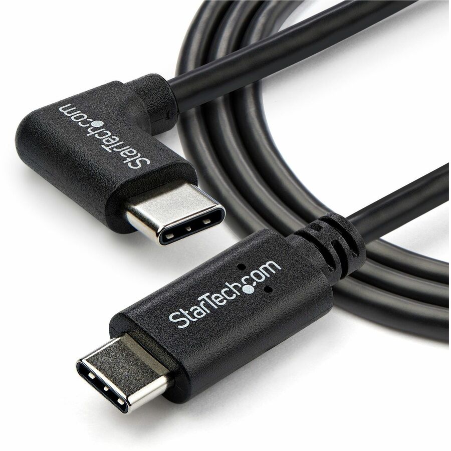 StarTech.com 1m (3 ft) Right-Angle USB-C Cable – USB 2.0 Male to Male, 90-Degree Connector, Compatible with Thunderbolt 3 Devices