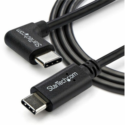 StarTech.com 1m (3 ft) Right-Angle USB-C Cable – USB 2.0 Male to Male, 90-Degree Connector, Compatible with Thunderbolt 3 Devices