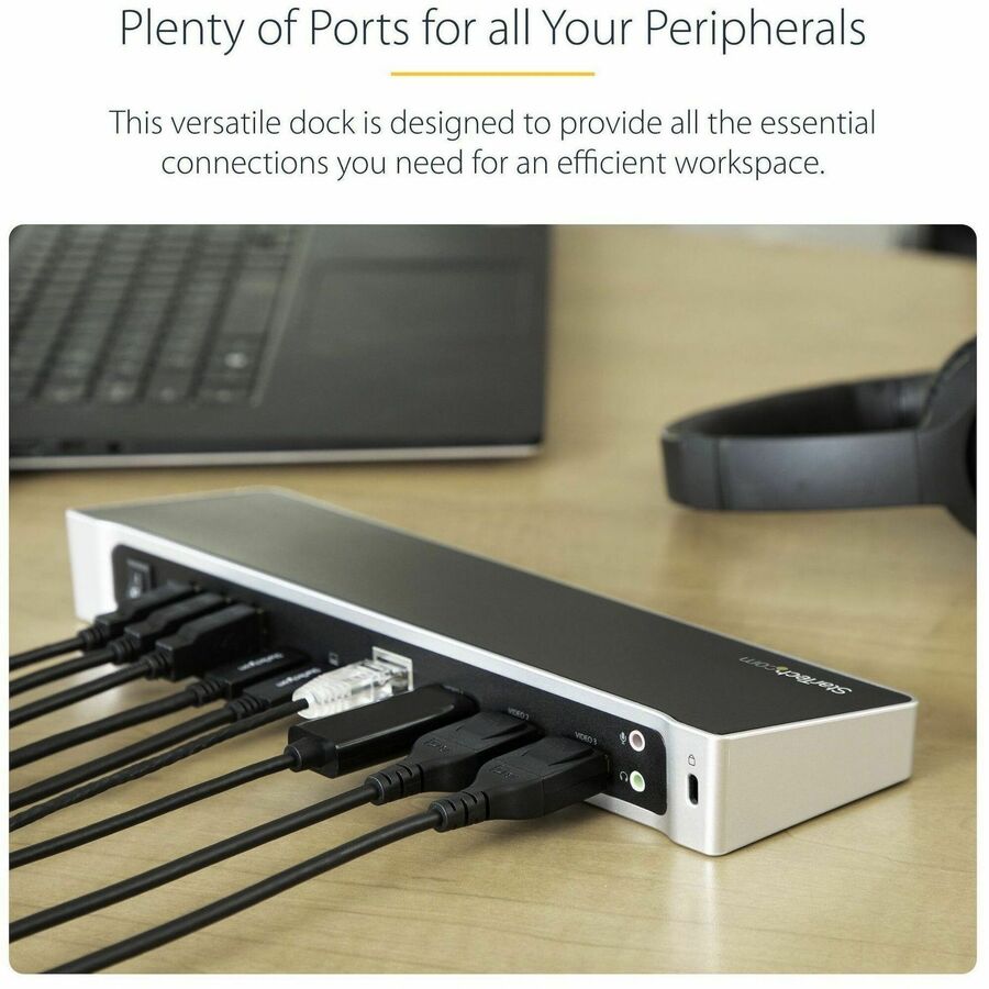 StarTech.com DK30CH2DPPD Triple 4K USB-C Docking Station for Mac and Windows Laptops