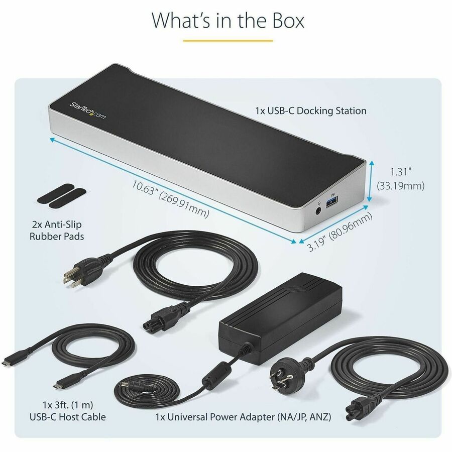 StarTech.com DK30CH2DPPD Triple 4K USB-C Docking Station for Mac and Windows Laptops