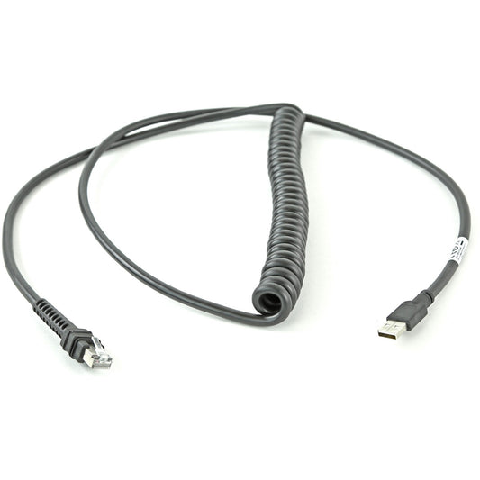 Zebra Technologies Corporation CBA-UF6-C12ZAR Shielded USB Series A Coiled Data Transfer Cable – 9 ft, -30°C Compatibility