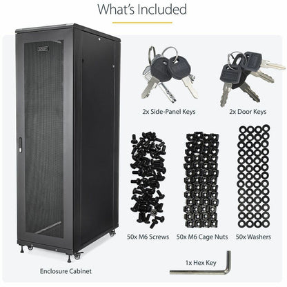StarTech.com 42U Server Rack Cabinet - 36-inch Deep Equipment Enclosure with Casters and Lockable Doors