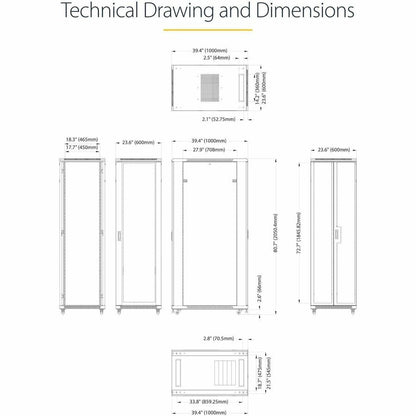 StarTech.com 42U Server Rack Cabinet - 36-inch Deep Equipment Enclosure with Casters and Lockable Doors