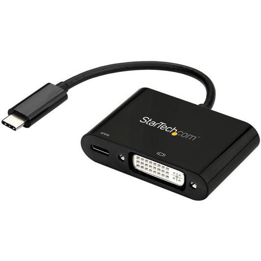 StarTech.com USB-C to DVI Adapter with 60W Power Delivery - 1920x1200 Resolution - Black