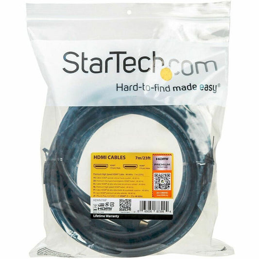 StarTech.com 23ft (7m) Premium Certified HDMI 2.0 Cable with Ethernet for Ultra HD 4K and HDR Support