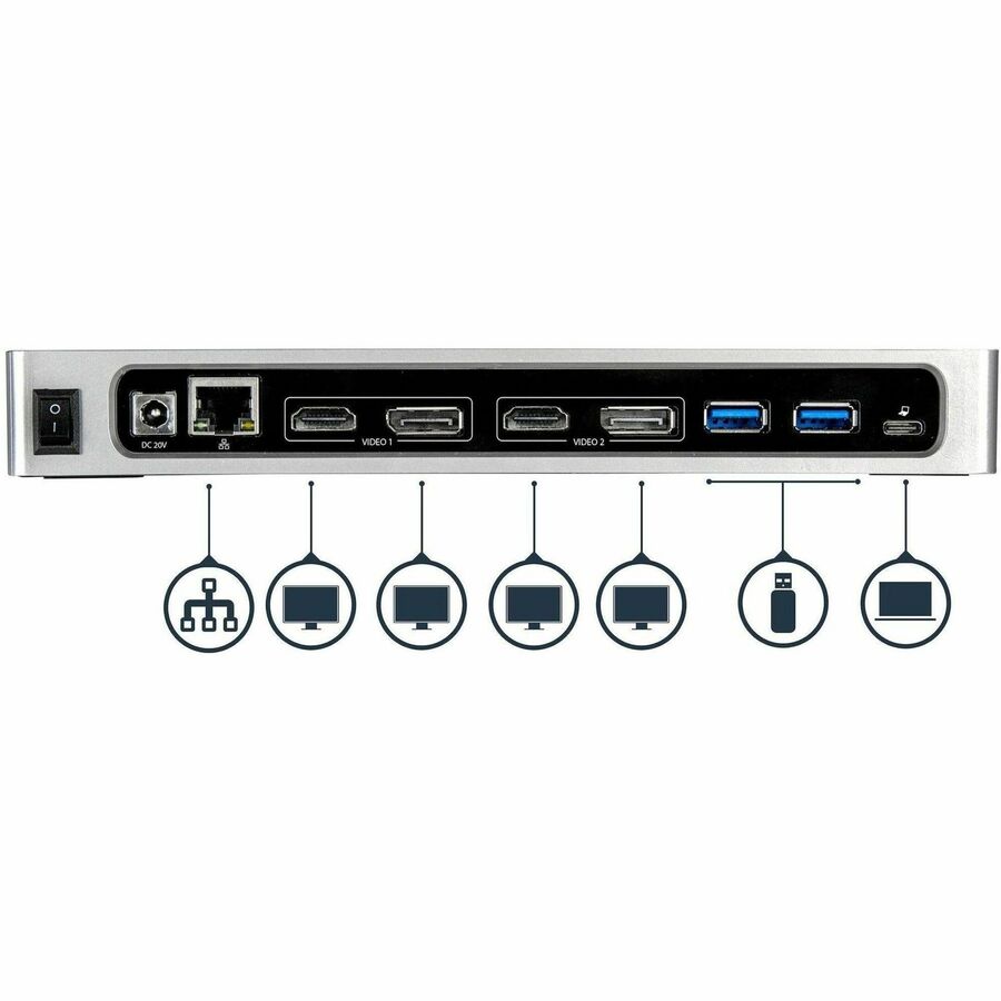 StarTech.com DK30A2DH Dual 4K Docking Station with 6 USB 3.0 Ports for Mac and Windows Laptops