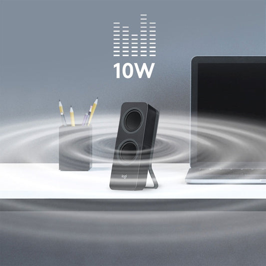 Logitech Z207 Bluetooth Speaker System – 5W RMS, Wireless Stereo Speakers for Computer and Devices, Black