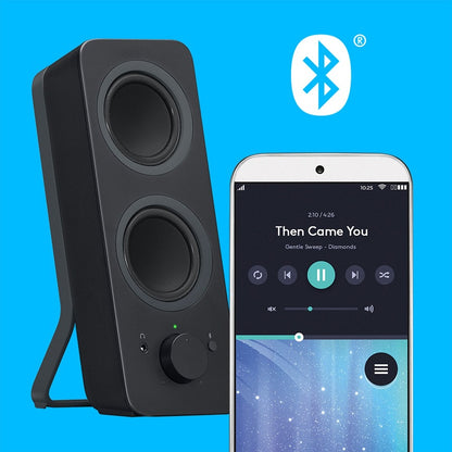 Logitech Z207 Bluetooth Speaker System – 5W RMS, Wireless Stereo Speakers for Computer and Devices, Black
