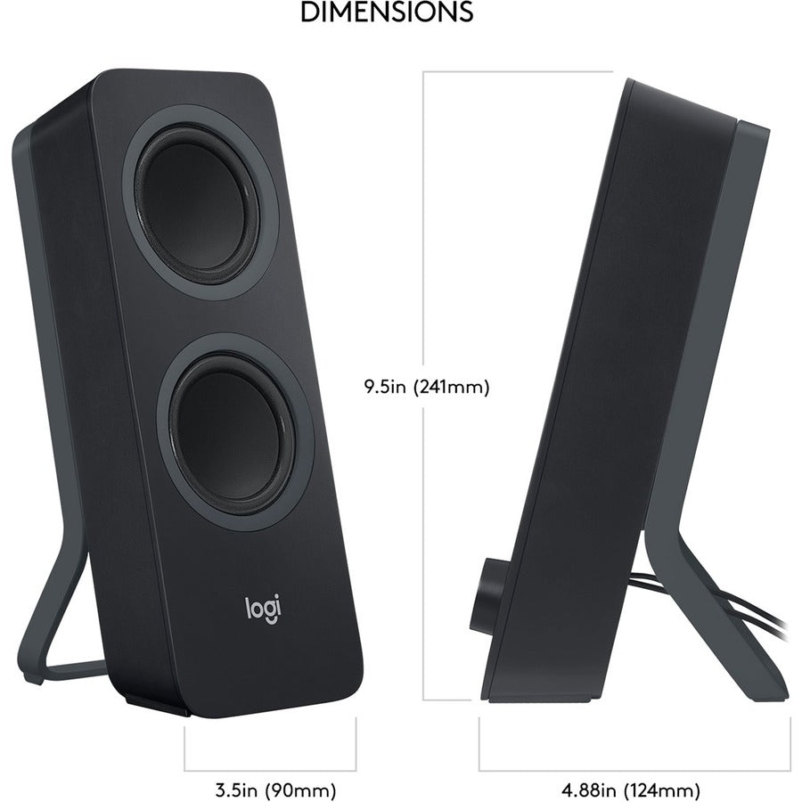 Logitech Z207 Bluetooth Speaker System – 5W RMS, Wireless Stereo Speakers for Computer and Devices, Black