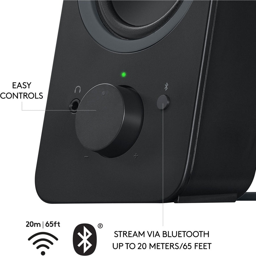 Logitech Z207 Bluetooth Speaker System – 5W RMS, Wireless Stereo Speakers for Computer and Devices, Black