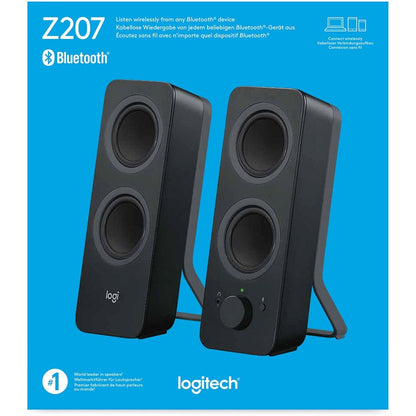 Logitech Z207 Bluetooth Speaker System – 5W RMS, Wireless Stereo Speakers for Computer and Devices, Black