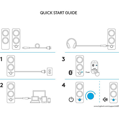 Logitech Z207 Bluetooth Speaker System – 5W RMS, Wireless Stereo Speakers for Computer and Devices, Black