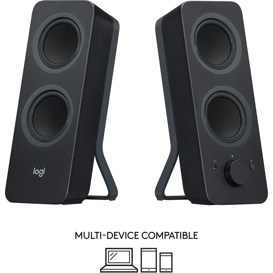 Logitech Z207 Bluetooth Speaker System – 5W RMS, Wireless Stereo Speakers for Computer and Devices, Black