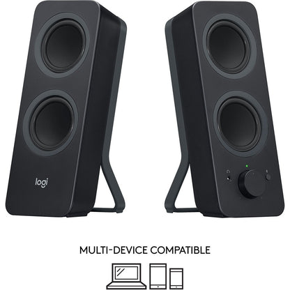 Logitech Z207 Bluetooth Speaker System – 5W RMS, Wireless Stereo Speakers for Computer and Devices, Black