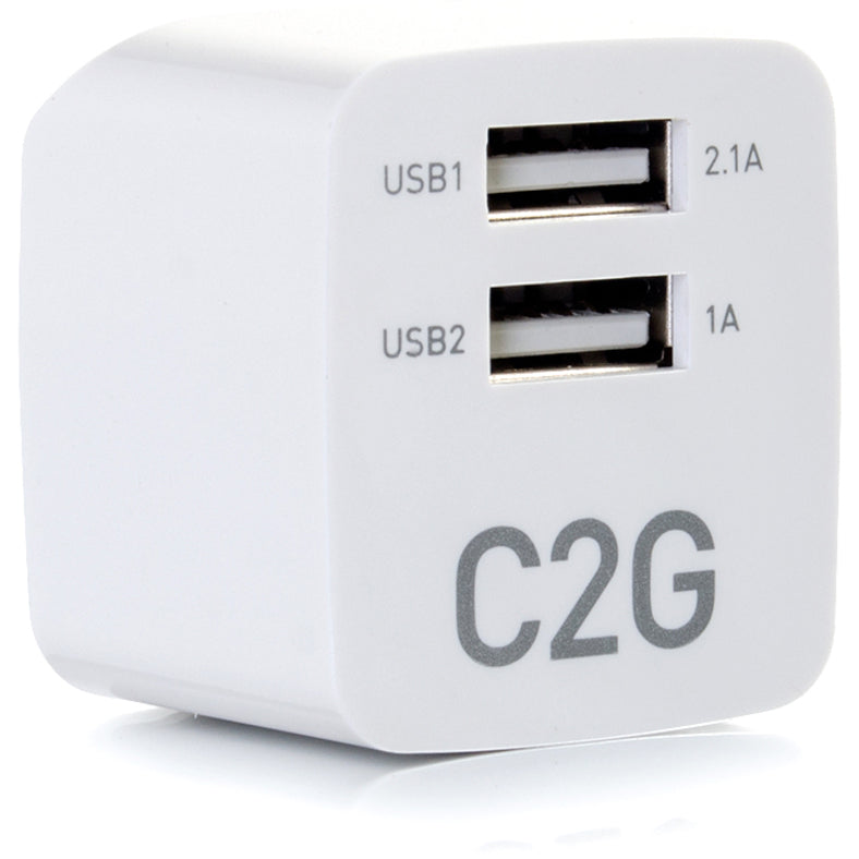 C2G 2-Port USB Wall Charger - AC to USB Adapter with 5V 2.1A Output