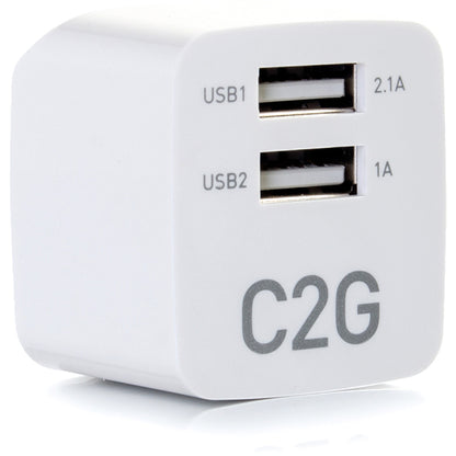 C2G 2-Port USB Wall Charger - AC to USB Adapter with 5V 2.1A Output