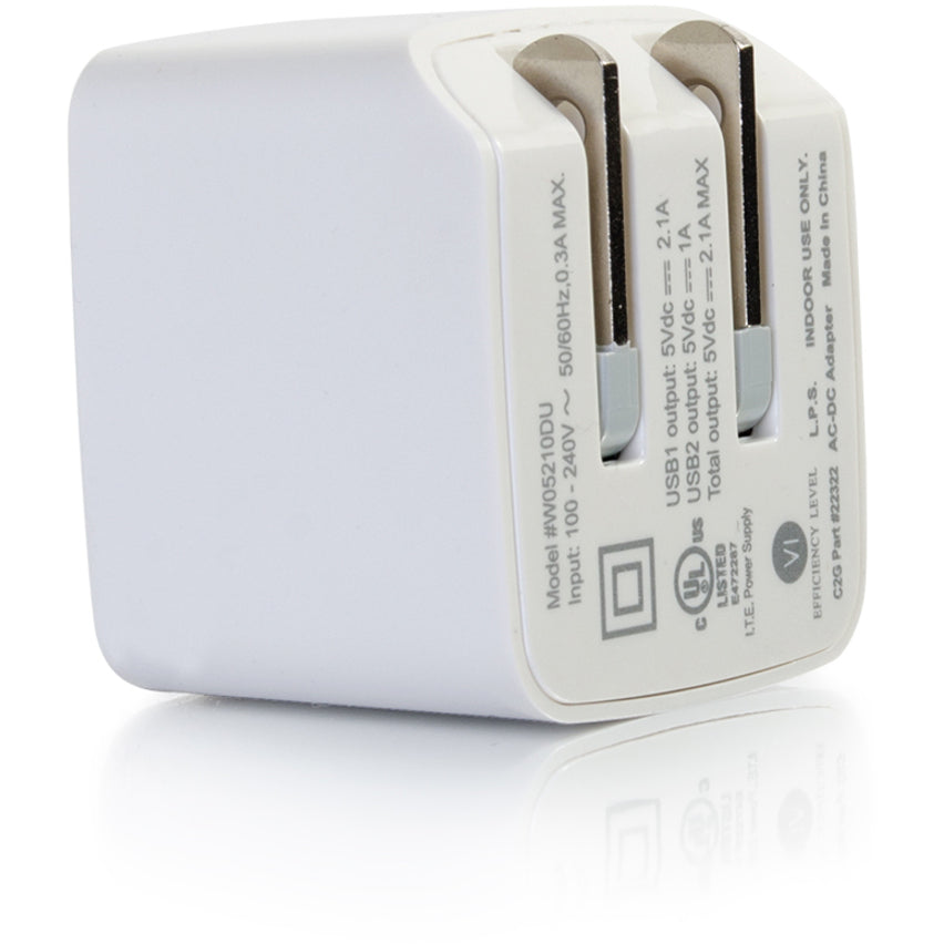 C2G 2-Port USB Wall Charger - AC to USB Adapter with 5V 2.1A Output