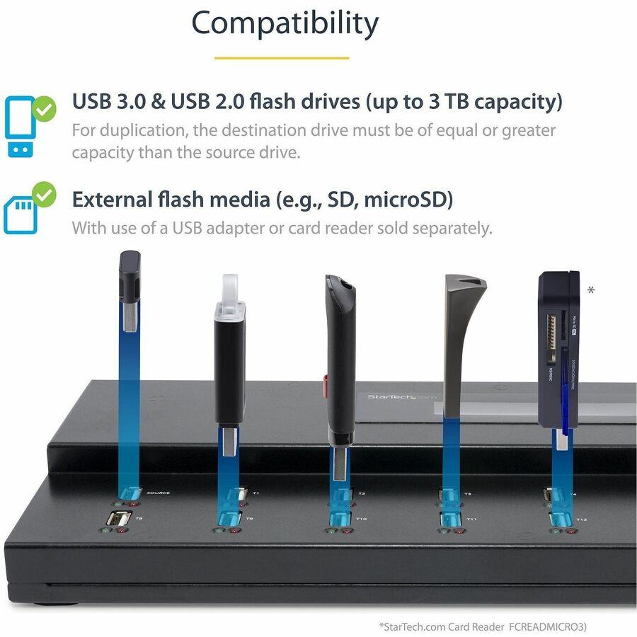 StarTech.com 1:15 Standalone USB Duplicator and Eraser - USB Flash Drive Copier and Sanitizer