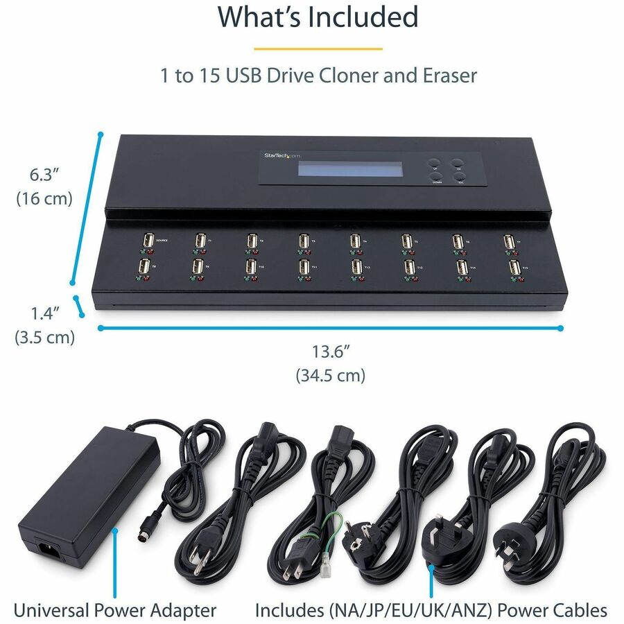 StarTech.com 1:15 Standalone USB Duplicator and Eraser - USB Flash Drive Copier and Sanitizer