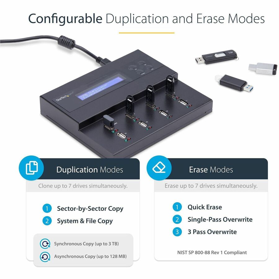 StarTech.com 1:7 Standalone USB Duplicator and Eraser for Flash Drives
