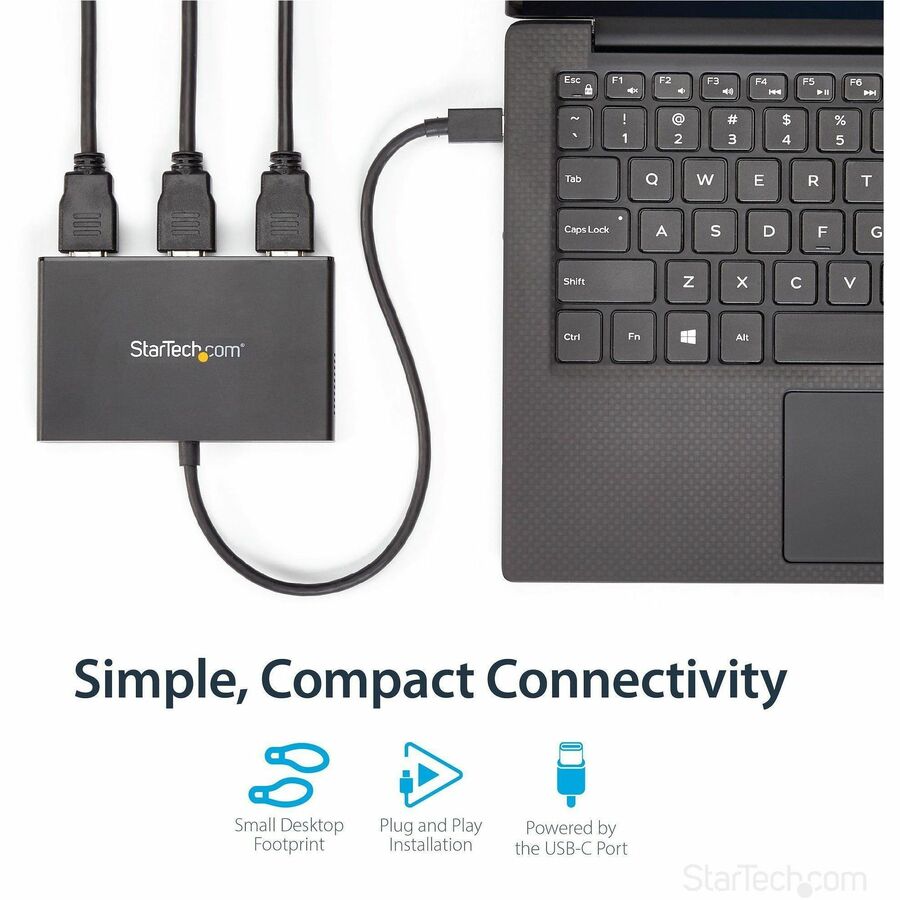 StarTech.com 3-Port USB-C to HDMI MST Hub - Multi-Monitor Adapter for Windows Laptops