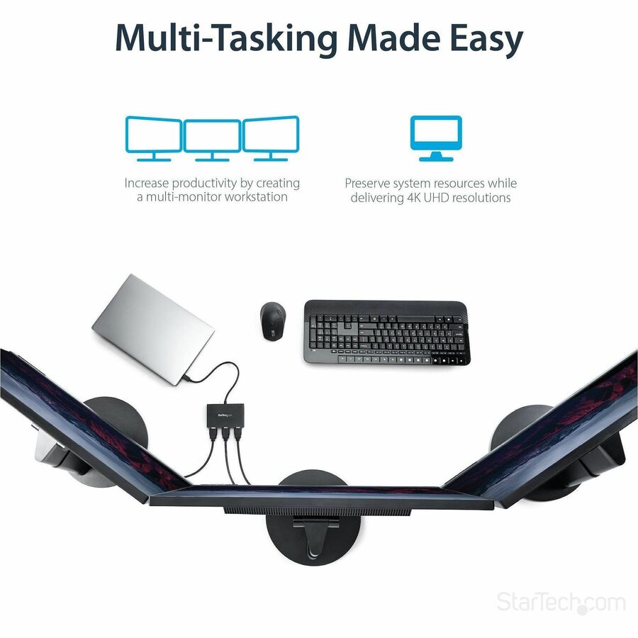 StarTech.com 3-Port USB-C to HDMI MST Hub - Multi-Monitor Adapter for Windows Laptops