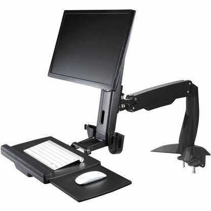 StarTech.com Sit-Stand Monitor Arm - Desk Mount for up to 34-inch VESA Displays with Adjustable Keyboard Tray and Height