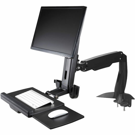 StarTech.com Sit-Stand Monitor Arm - Desk Mount for up to 34-inch VESA Displays with Adjustable Keyboard Tray and Height