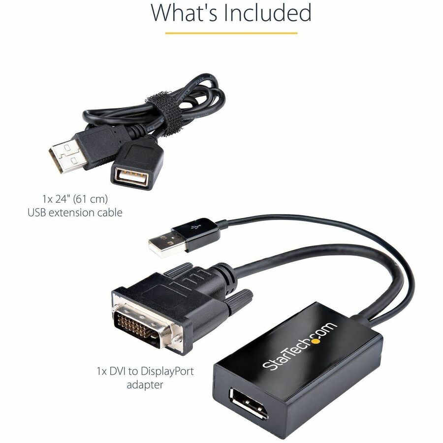 StarTech.com DVI to DisplayPort Adapter with USB Power - DVI-D to DP Video Converter - 1920 x 1200 Resolution
