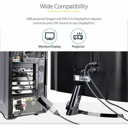 StarTech.com DVI to DisplayPort Adapter with USB Power - DVI-D to DP Video Converter - 1920 x 1200 Resolution