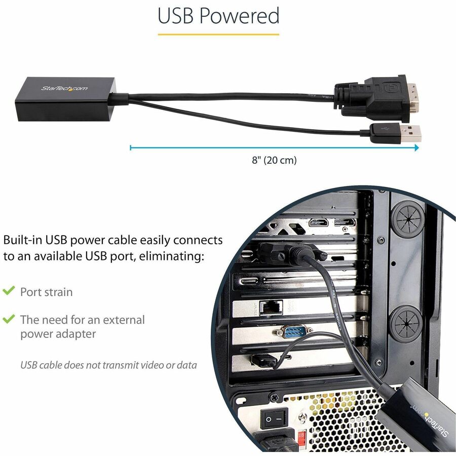 StarTech.com DVI to DisplayPort Adapter with USB Power - DVI-D to DP Video Converter - 1920 x 1200 Resolution