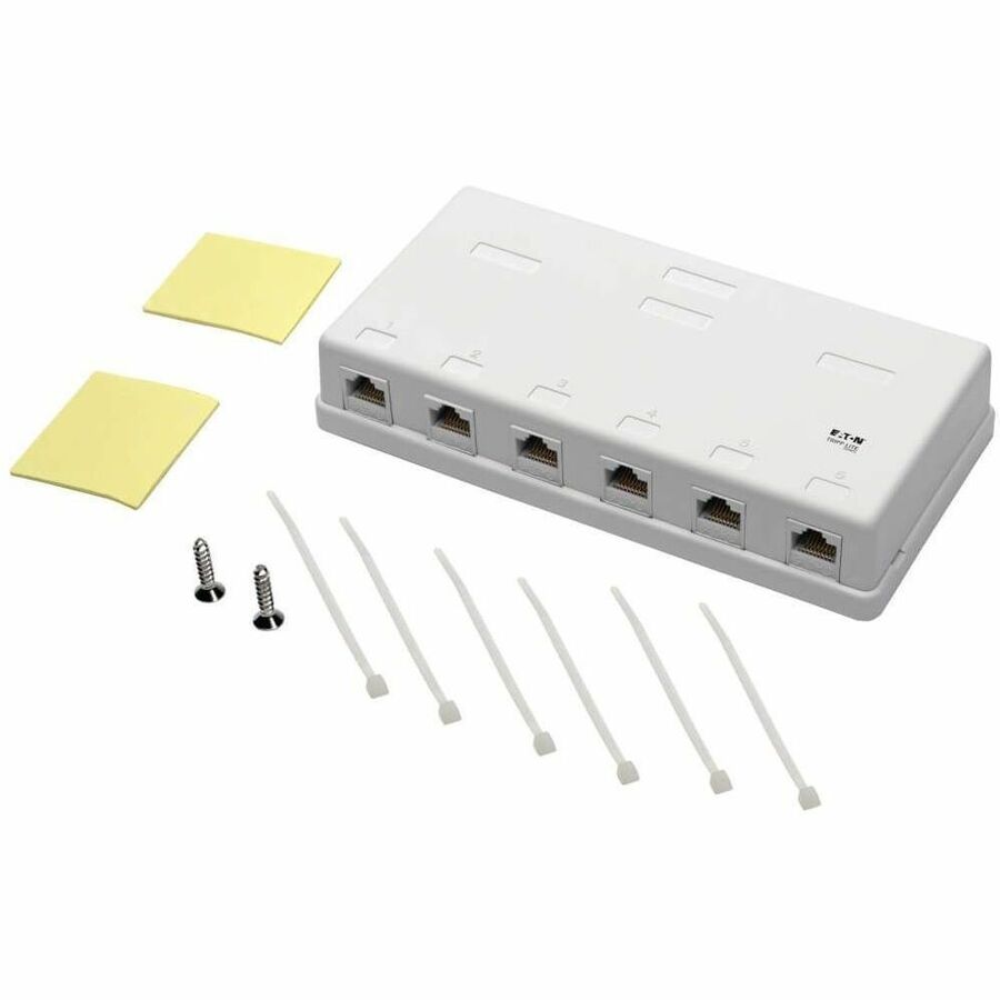Eaton Tripp Lite Series N236-006-WH Pre-Configured Unshielded Cat6 6-Port Surface-Mount Box