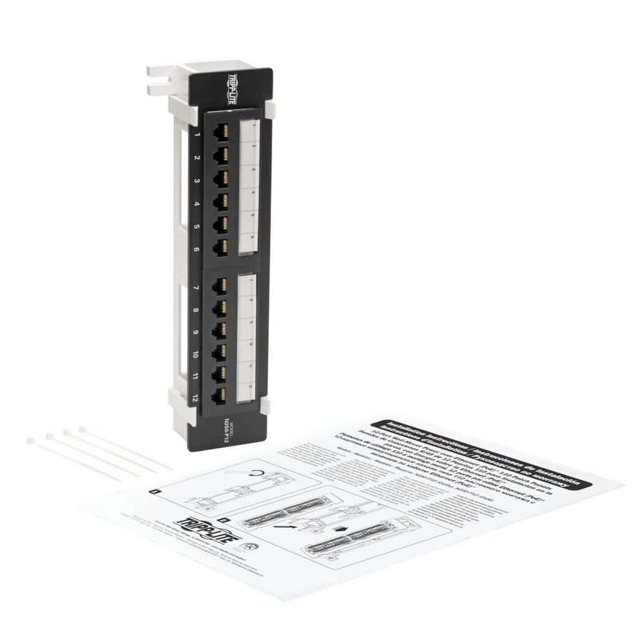 Eaton Tripp Lite Series 12-Port Cat6 Wall-Mount Patch Panel - PoE+ Compatible, TAA Compliant