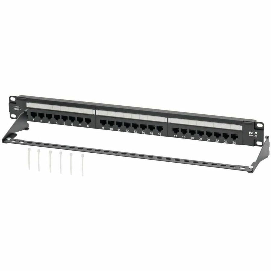 Eaton Tripp Lite Series 24-Port Cat6 Patch Panel - PoE+ and TAA Compliant, 1U Rack-Mount, Black