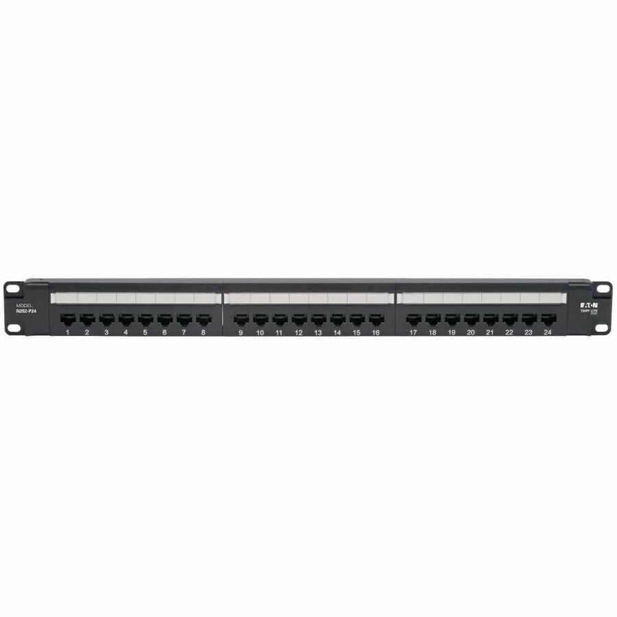 Eaton Tripp Lite Series 24-Port Cat6 Patch Panel - PoE+ and TAA Compliant, 1U Rack-Mount, Black