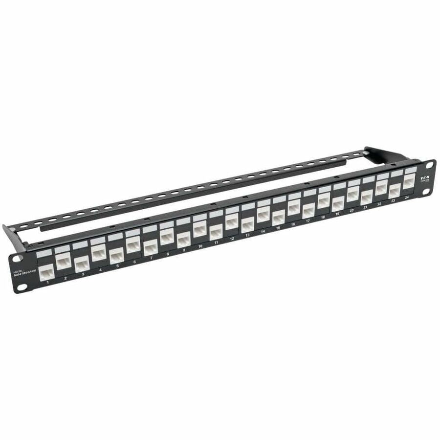Eaton Tripp Lite Series 24-Port 1U Rack-Mount Cat6a Feed-Through Patch Panel with Cable Management Bar