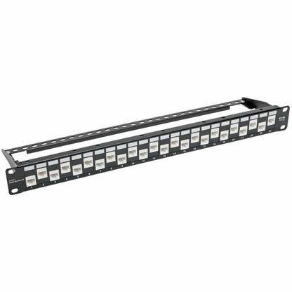 Eaton Tripp Lite Series 24-Port 1U Rack-Mount Cat6a Feed-Through Patch Panel with Cable Management Bar