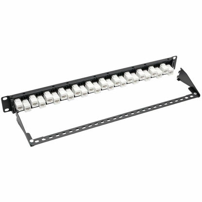 Eaton Tripp Lite Series 24-Port 1U Rack-Mount Cat6a Feed-Through Patch Panel with Cable Management Bar