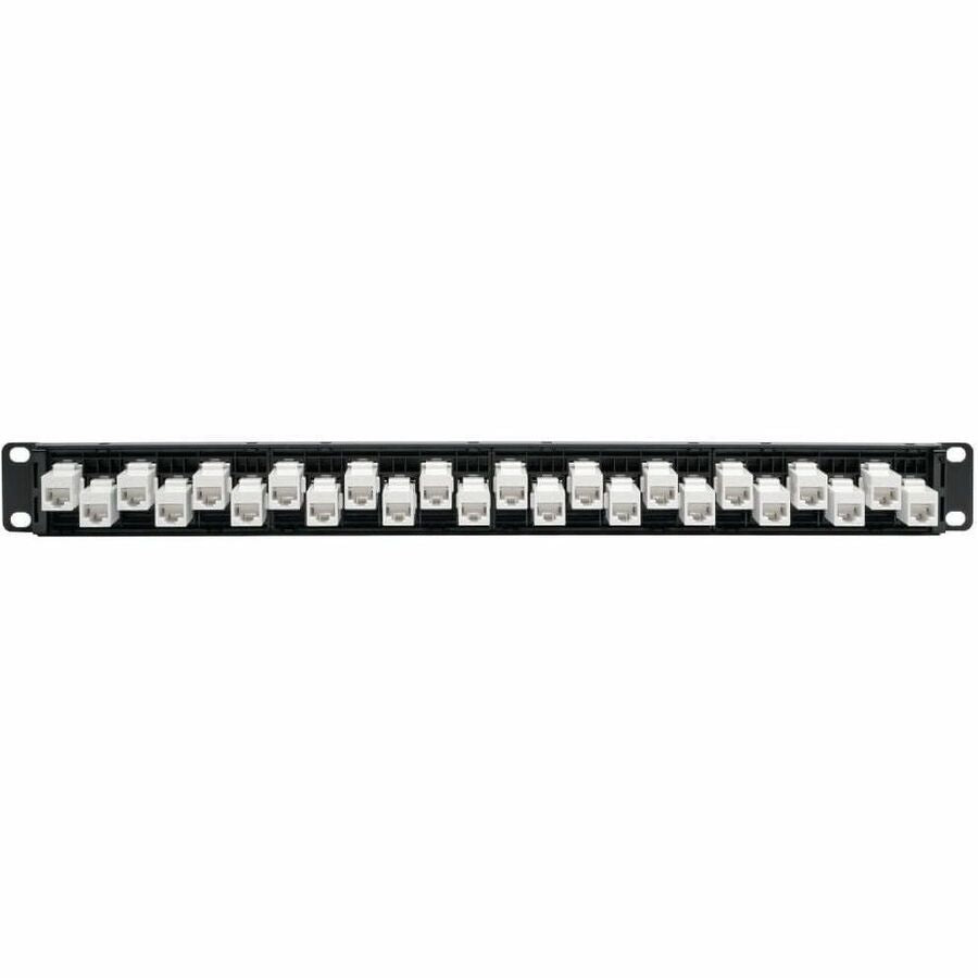 Eaton Tripp Lite Series 24-Port 1U Rack-Mount Cat6a Feed-Through Patch Panel with Cable Management Bar