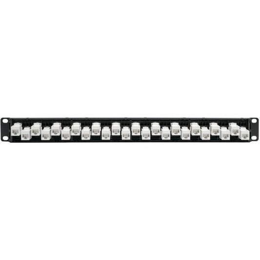 Eaton Tripp Lite Series 24-Port 1U Rack-Mount Cat6a Feed-Through Patch Panel with Cable Management Bar
