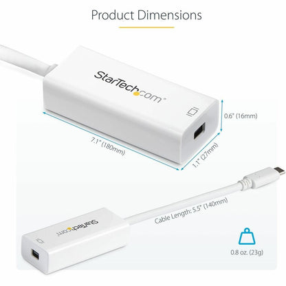 StarTech.com USB-C to Mini DisplayPort Adapter - 4K 60Hz - White - USB Type-C to Mini DP Converter