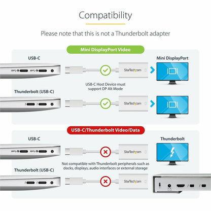 StarTech.com USB-C to Mini DisplayPort Adapter - 4K 60Hz - White - USB Type-C to Mini DP Converter
