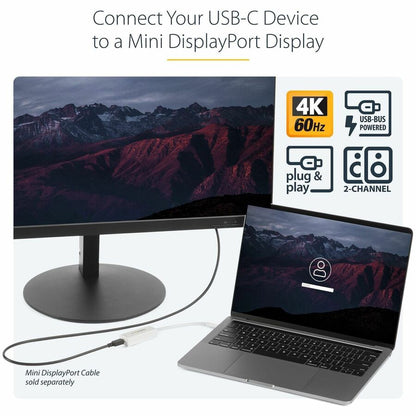 StarTech.com USB-C to Mini DisplayPort Adapter - 4K 60Hz - White - USB Type-C to Mini DP Converter