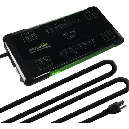 Plugable Technologies PS12-USB25 Surge Protector Power Strip with 12 Outlets and USB Charging
