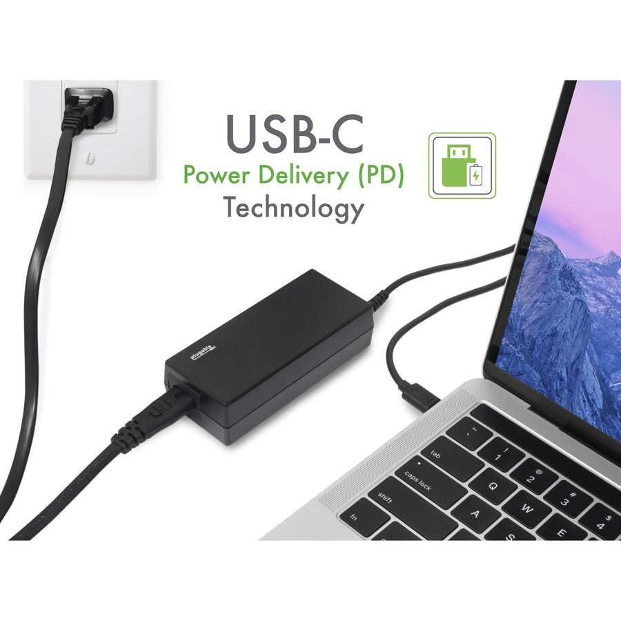Plugable Technologies USB-C Power Delivery 60W Charger - Compact and Fast Charging for Laptops, Tablets, and Phones